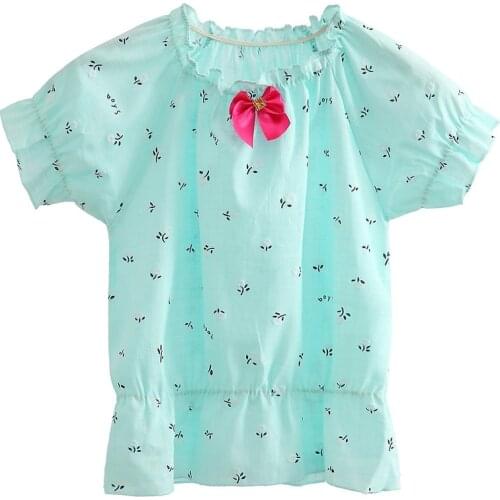 Girls Tops And Blouses Summer Cotton Baby Girl Blouse Casual Short Sleeve Kids School Print Shirts Children Clothes