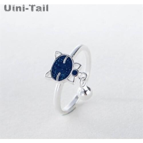 Uini-Tail hot new 925 sterling silver cat ring simple Korean hipster net red ring fashion trend opening adjustable ring GN545