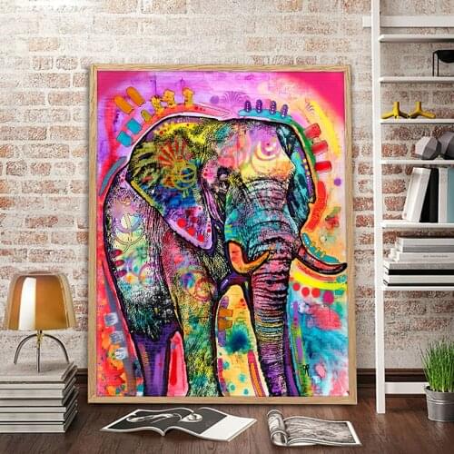 Street Graffiti Art Animal Painting Print on Canvas Art Posters and Prints Wall Elephant Picture for Living Room Home Decor