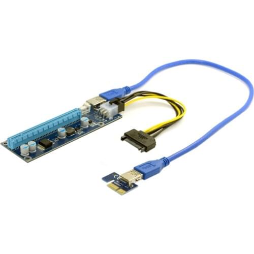 CYDZ PCI-E 1x to 16x Mining Machine Enhanced Extender Riser Adapter with USB 3.0 & 6Pin Power Cable