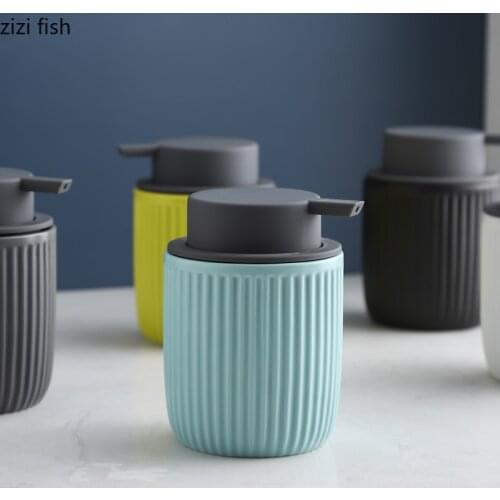Vertical Lines Decor Ceramic Portable Soap Dispenser Shampoo Bottle 320ml Soap Dispenser Pump Bottle Bathroom Accessories Modern