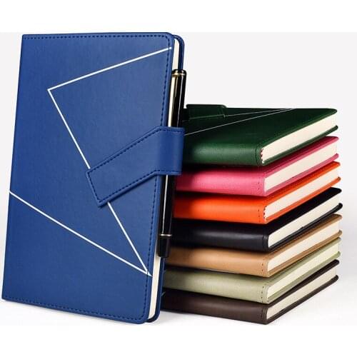 High-end thick pu leather office business notebook creative oblique buckle a5 notebook