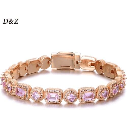 D&Z 2021 New 8mm Iced Out Round Box Buckle CZ Copper Setting AAA+ Cubic Zirconia Stones Bracelet Female Jewelry Necklace For Gif