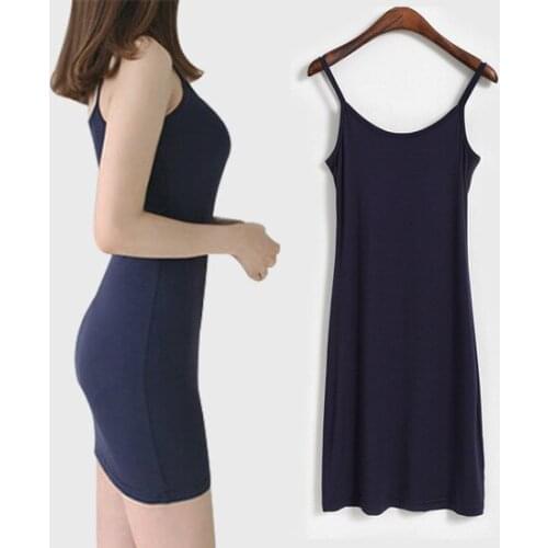 Vest underskirt modal cotton spaghetti strap basic medium long plus size slim solid full slip