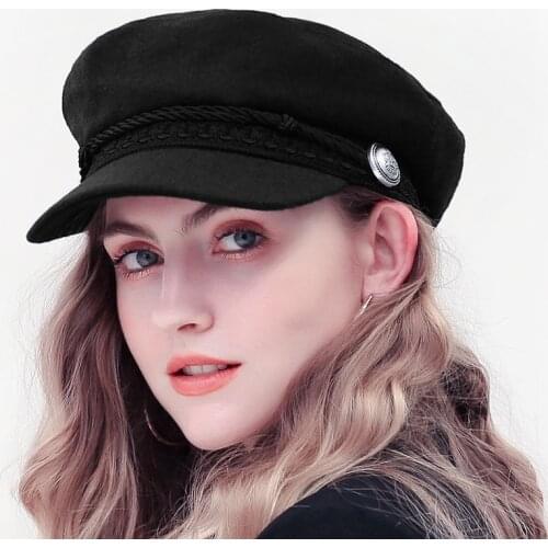 2021 Trend Winter Hats For Women French Style Wool Bakers Boy Hat New Cool Women Baseball Cap Black Visor Hat Gorras Casquette