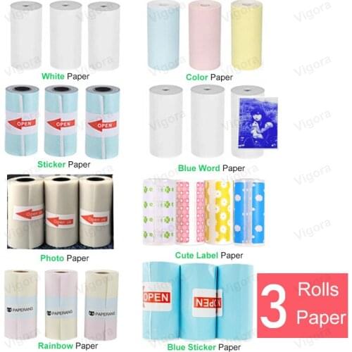 3 Rolls 57x30mm White Thermal Paper Label Paper Sticker Paper Photo Paper Color Paper Color Sticker Paper For Mini Photo Printer