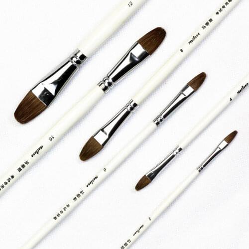 6Pcs/Set Weasel Hair Paint Brush Filbert Artistic Watercolor Brushes For Acrylic Oil Painting Wooden Handle Drawing Art Supplies