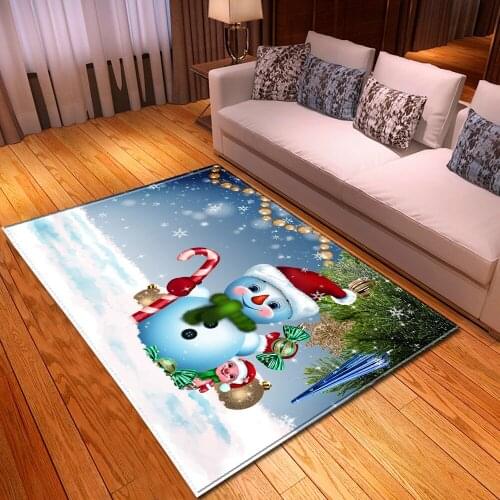 Merry Christmas Big Rug Cartoon Kids Room Play Mats Soft Flannel Xmas Party Area Rugs Carpets Room For Decor Bedroom Living Home