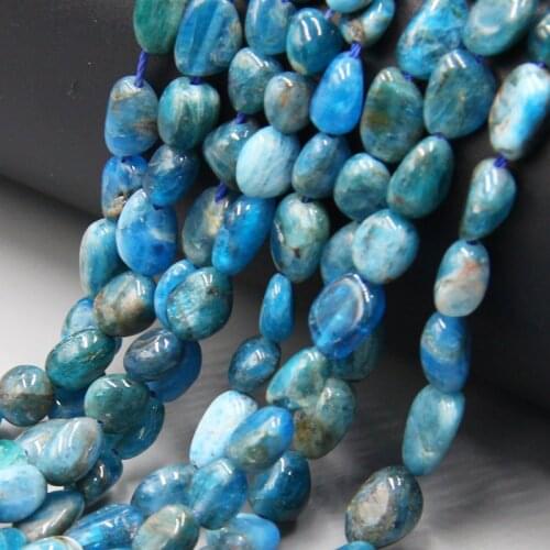 6-8mm Natural freeform Blue Apatite pebble Stone Beads Loose Stone Spacer Beads For Jewelry Making DIY Bracelet 15'Strand/Inch