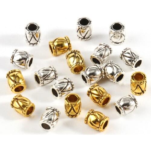 50pcs/lot 6x5mm Antique Tube Spacer Beads Connectors For Jewelry Making Vintage Bracelet Necklace Handmade Supplies Loose Beads