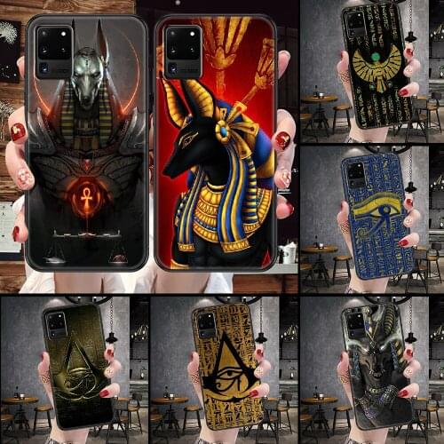 Egypt Nefertiti Anubis Ankh Phone case For Samsung Galaxy Note 4 8 9 10 20 S8 S9 S10 S10E S20 Plus UITRA Ultra black luxury Etui