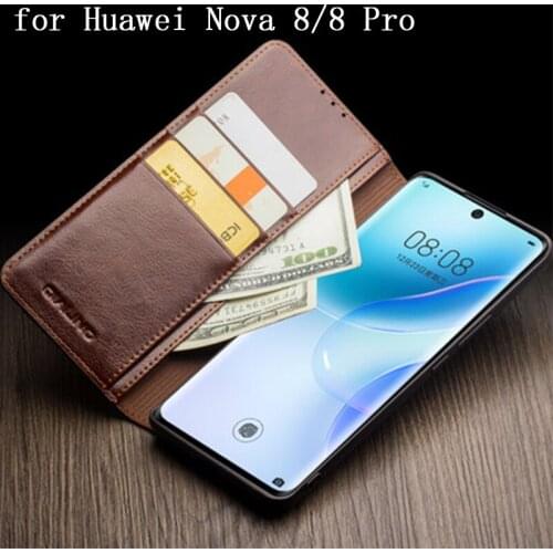 QIALINO New Wallet Case for Huawei Nova 8 Genuine Leather Phone Cover Bag for Huawei Nova 8 Pro/8 SE Funda skin Nova8 Nova 8pro