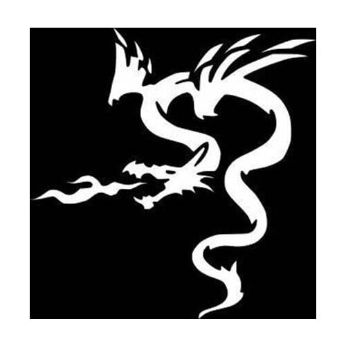 Black/Sliver Dragon With Flame Vinyl Car Body Sticker Car Decal Window Art Bumper Car Rear windshield Decor Unique S1022