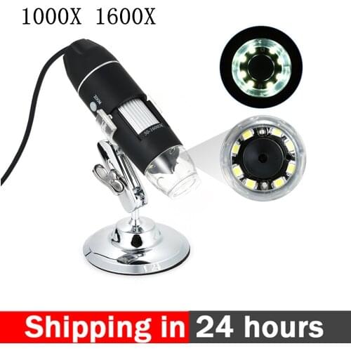 USB Digital Microscope KKMOON 1000X 1600x 8 LED Magnification Endoscope Camera with Metal Stand Digital Microscope Microscopio