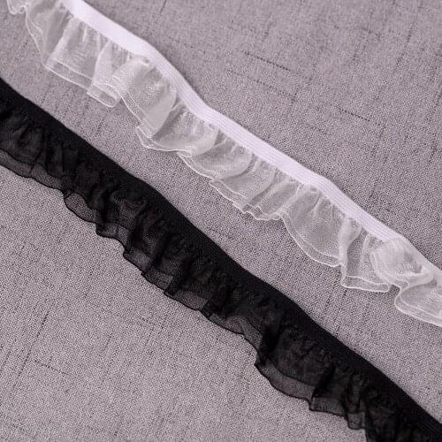 Cusack 6 meter 2.5 cm Ribbon Lace Trim Organza for Garment Home Textiles DIY Crafts Trimming Sewing Lace Fabric Off White Black