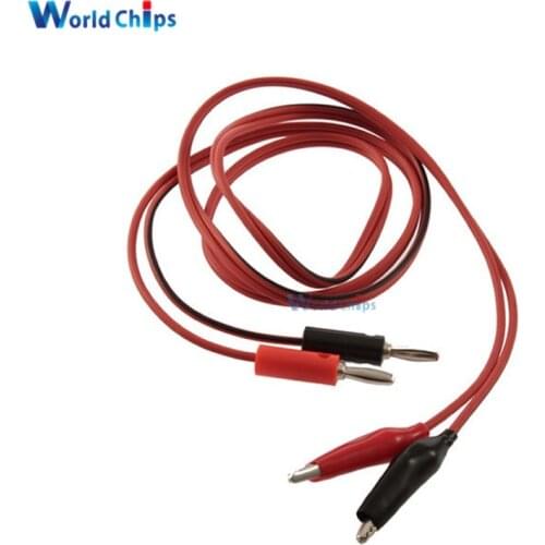 1 Pair Banana Plug 4mm To Shrouded Copper Electrical Clamp Alligator Clip Test Cable Leads 1M For Multimeter Testing Probe