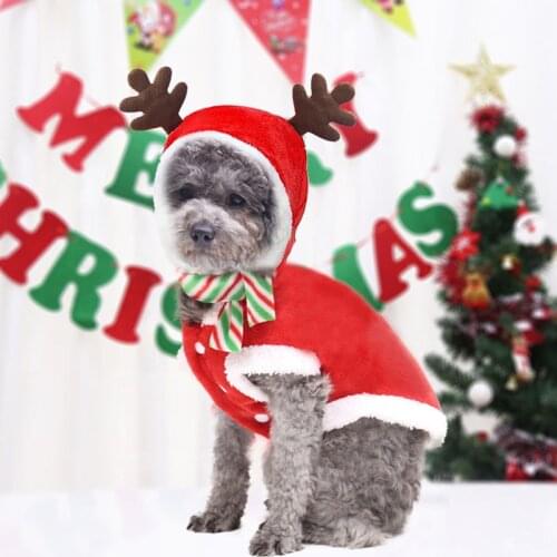 Dog Clothes Christmas Festivals Dress Up Small Medium Dog Cats Pet Clothes Fall Winter Flannel Elk