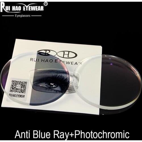 Anti Blue Ray Photochromic Lenses Custom Prescription Lenses HMC Coating Lens Optical Glasses Myopia Spectacles 1.56 1.61 1.67