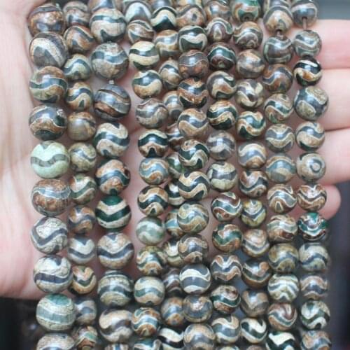 Smooth Green Water Wave Dzi agates Round Beads 14.5"For DIYJewelry making! Mixed wholesale for all items