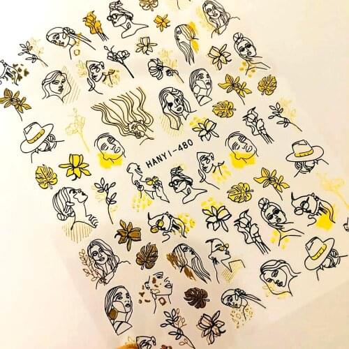 Hanyi-480 FASHION lovers series DESIGNS COOL 3d nail art stickers decal template diy nail tool decorations