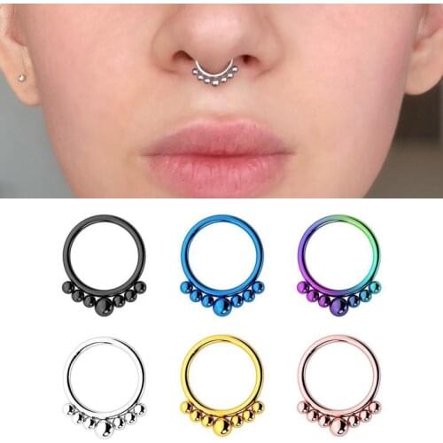 1pc Septum Ring Nose Piercing Stainless Steel Hoop Cartilage Earring Hinged Clicker Segment Ear Helix Daith Eyebrow Jewelry 16G