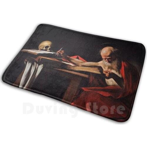 Saint Jerome Writing ( 1606 ) - Caravaggio Mat Rug Carpet Anti-Slip Floor Mats Bedroom Caravaggio Caravage Saint Jerome Bible