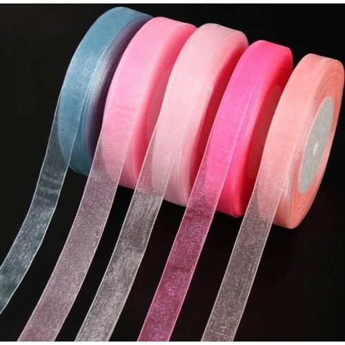 15mm 50yards/roll organza ribbons gift wedding Party Christmas decoration wrapping lace Handmade DIY Fabric White chiffon Ribbon