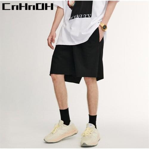 CnHnOH Summer New American Classic Trousers Worn Out Solid Color Casual Five-Point Pants Drawstring Shorts 16100