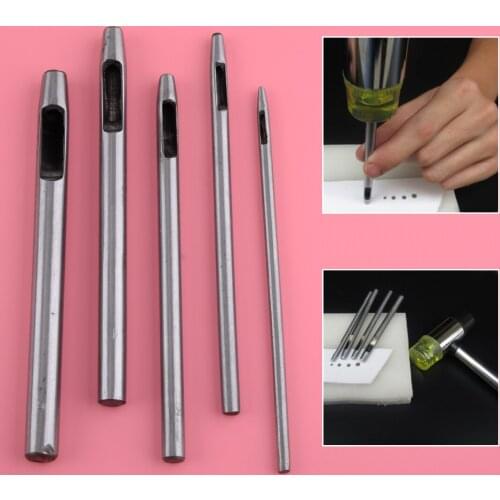 LEYAOSK 5pcs/Set 1mm-5mm Leather Belt Watch Gasket Round Hollow Hole Punch Cutter Tool