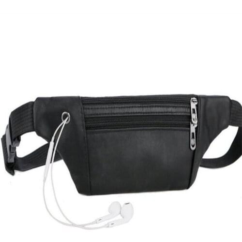 Fashion Men Genuine Leather Waist Bag Multi-pocket and Multiple Zipper Belt Bag Adjustable Belt Fanny Pack Shopping Phone Bags