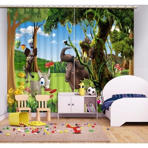 Custom Any Size 3D Curtain Cartoon Zoo Window Curtain Living Room 3D Bathroom Shower Curtain 3D Curtain Blackout