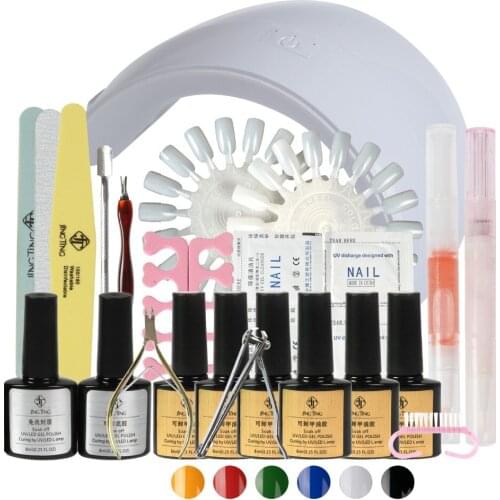 Nail Set for Manicure Nail Extension UV Gel Manicure Kit 12/6 Colors Gel Polish &Base Top Coat Nail Kits 36w UV LED Lamp