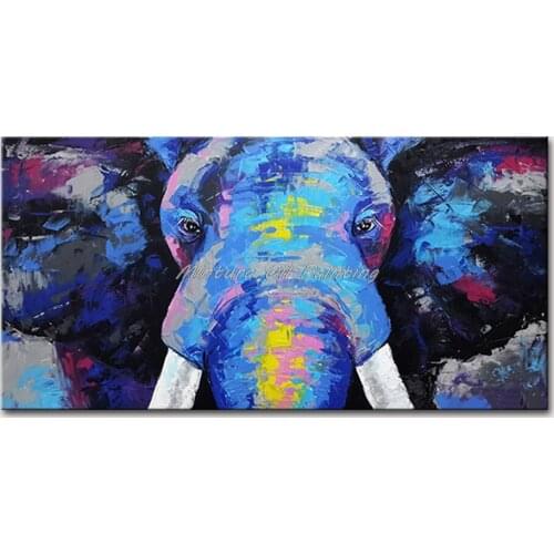 Mintura Wall Picture for Living Room Oil Paintings on Canvas Hand Painted The Blue Elephant Office Decor Home Decor Art No Frame