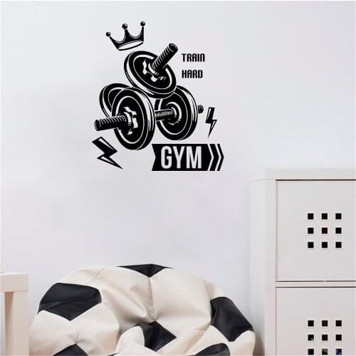 Barbell Wall Stickers Gym Fitness Wall Decorative For Gym Club Home Decoration Wall Art Mural Vinyl Revocable ov731