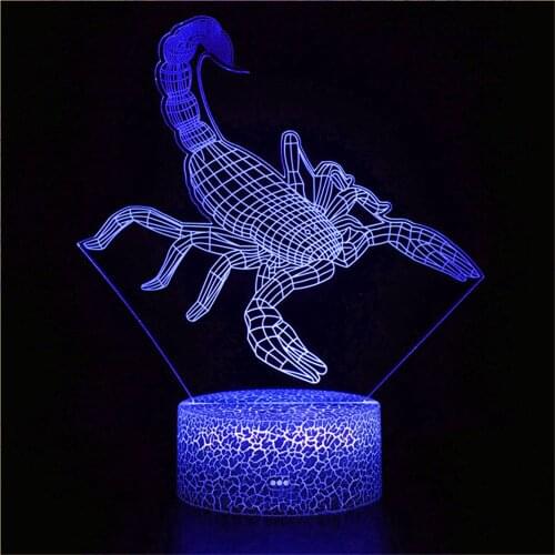 3D night light craft decoration ornaments scorpion stuffed animal bedroom home desktop boy night light Christmas birthday gift