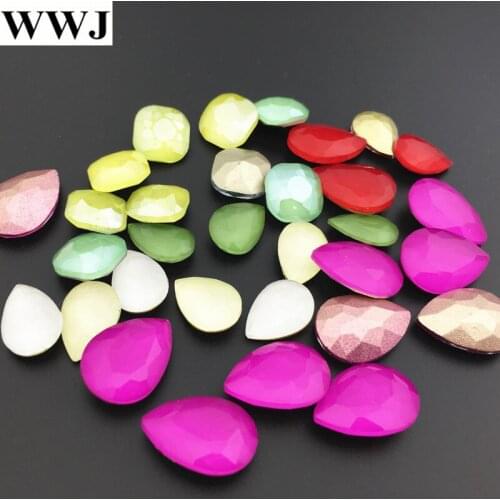 New Mocha 10x14 13x18 mm Teardrop Glass Crystal Fancy Stone Pointback Drop Rhinestone Multi Colors