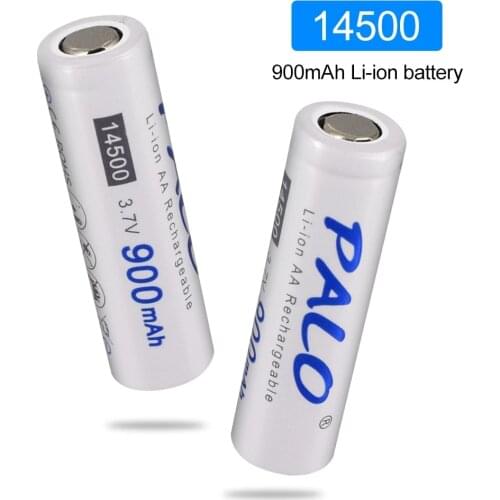 PALO 3.7V 14500 battery AA 900mAh 14500 Lithium Rechargeable Li-ion Battery For LED Flashlight battery accumulator battery Toys