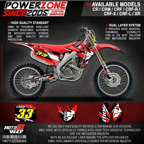 PowerZone Custom Team Graphics Backgrounds Decals 3M Stickers Kit For HONDA CRF250R 2010-2013 CRF450R 2009-2012 065