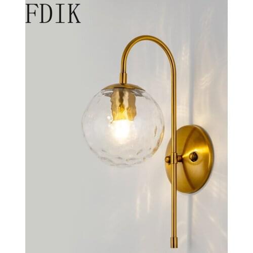 Nordic Gold Glass Lights Simple Vintage Loft Led Mirror Light Fixtures for Bedroom Bedside Bathroom Corridor Indoor Lighting