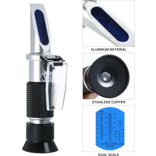 Antifreeze Refractometer Coolant Tester for Checking Freezing Point, Concentration of Ethylene Glycol ATC Tester