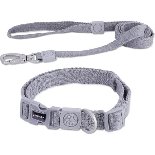 Adjustable Pet Dog Collar and Leash Set Cotton Puppy Collar Leash Dog Lead Walking Running for Small Medium Large Dogs Bulldog