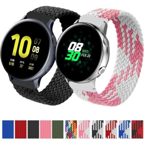 Braided solo loop for Samsung Galaxy watch active 2 3 45mm 41mm 42mm gear s3 nylon 20mm 22mm smart band correa galaxy watch 46mm