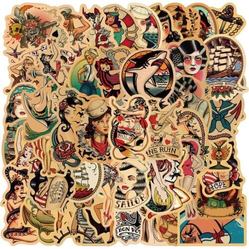 50/100pcs Personality Retro Girl Stickers For Notebook Stationary Scrapbooking Material Vintage Sticker Aesthetic Craft Supplies