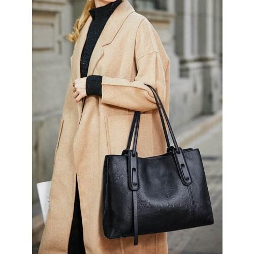 Real Cowhide Handbags Western Style large capacity soft leather big bag 2021 new fashion and luxury handbag tote bag