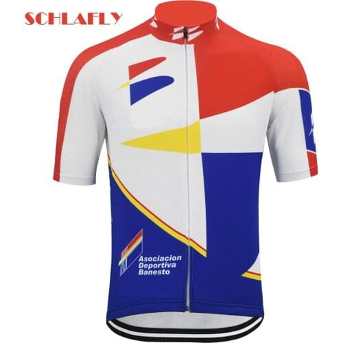 Retro cycling jersey short sleeve bike wear dropshipping blue jersey road jersey cycling clothing schlafly cycling top