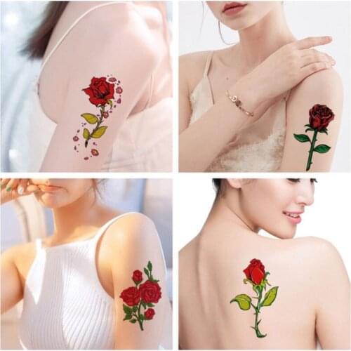 Waterproof Temporary Tattoo Stickers Beautiful Flower Rose Fake Flash Unisex New