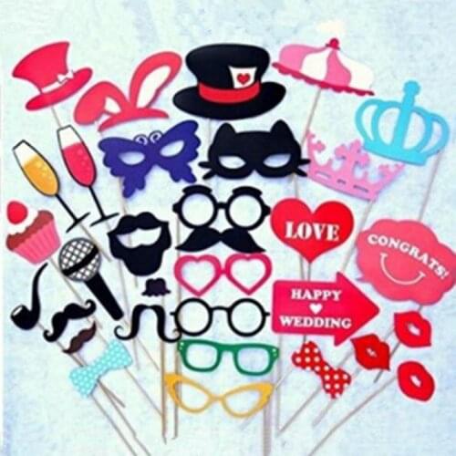 2016 New Set of 31 Birthday Party Creative Wedding Paper Photo Props Lips Mustache