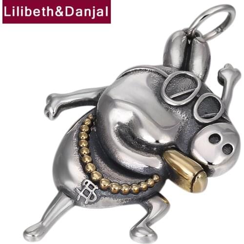 2019 Fashion Pendant 100% 925 Sterling silver Jewelry for Men Women Punk Creative Cute pig Necklace Pendant Jewelry making P103