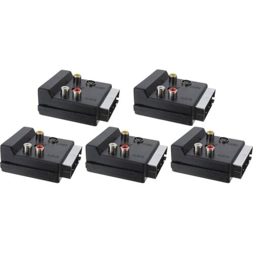 21 Pins SCART Male Plug to 3 RCA Female AV TV Audio Video Adaptor Converter (5PCS/Pack)