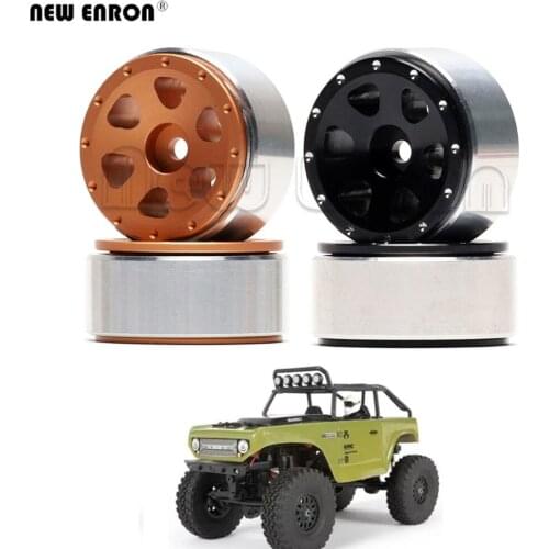 4Pc 6 Hole 30mm CNC Alloy 1.0 Inch Beadlock Wheel RC Hub Micro Mini Crawler Wheel Rim for RC Car 1/24 Axial SCX24 90081 AXI00002